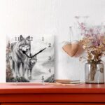 Nander 3D Wolf Square Wall Clock, 9.45 Inch Battery Operated Quartz Quiet Desk Clock for Home,Office,School - Image 3