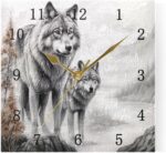 Nander 3D Wolf Square Wall Clock, 9.45 Inch Battery Operated Quartz Quiet Desk Clock for Home,Office,School - Image 6