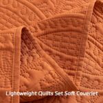 SheRest Twin Quilt Bedding Set - Soft Breathable Bed Quilt, Modern Style Embossed Bedspreads, Lightweight Microfiber Coverlet for All Seasons, Burnt Orange, 1 Quilt&1 Pillow Sham - Image 5