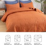 SheRest Twin Quilt Bedding Set - Soft Breathable Bed Quilt, Modern Style Embossed Bedspreads, Lightweight Microfiber Coverlet for All Seasons, Burnt Orange, 1 Quilt&1 Pillow Sham - Image 6