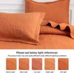 SheRest Twin Quilt Bedding Set - Soft Breathable Bed Quilt, Modern Style Embossed Bedspreads, Lightweight Microfiber Coverlet for All Seasons, Burnt Orange, 1 Quilt&1 Pillow Sham - Image 7