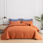 SheRest Twin Quilt Bedding Set - Soft Breathable Bed Quilt, Modern Style Embossed Bedspreads, Lightweight Microfiber Coverlet for All Seasons, Burnt Orange, 1 Quilt&1 Pillow Sham - Image 8