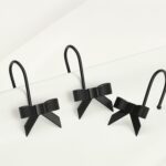 12 Pcs Black Bow Shower Curtain Hooks, Black Shower Curtain Hooks for Bathroom Decorative, Cute and Mysterious，Rust-Resistant Hook - Image 6