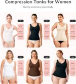 LODAY Compression Tanks for Women Shapewear Tank Top Tummy Control V Neck Camisole Cami Tops - Image 6