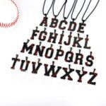 Baseball Initial Necklace for Men A-Z Letter Necklaces Chain Stainless Steel Pendant 22 Inch Personalized Gifts for Women Coach Player Baseball Lovers (J, Black) - Image 7