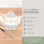 Steel Mill & Co Teapot Shaped Notepad, Die-Cut Note Pad with 82 Sheets, Cute Stationery for Tea Lovers, Fun Office Supplies (Teapot) - Image 6