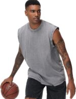 Mens Cotton Sleeveless Tank Tops Cut Off Muscle Gym T Shirts Running Beach Loose Fit Tees - Image 3