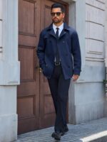 Runcati Mens Trench Coat Double Breasted Notched Lapel Jacket Casual Belted Windbreaker Overcoat - Image 6