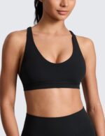 CRZ YOGA Butterlift Strappy Sports Bras for Women - Padded Low Cut Scoop Neck Cross Back Pilates Yoga Top - Image 3