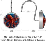 12 Pack Octopus Shower Curtain Hook, Round Stainless Steel Home Decoration Shower Curtain Rings for Bathrooms, Cute Shower Hooks for Bathroom Kitchen Bedroom Curtain Rods (Underwater World) - Image 3