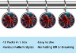 12 Pack Octopus Shower Curtain Hook, Round Stainless Steel Home Decoration Shower Curtain Rings for Bathrooms, Cute Shower Hooks for Bathroom Kitchen Bedroom Curtain Rods (Underwater World) - Image 6