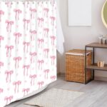 Bow Shower Curtain, Coquette Handcrafted Bow Tie Bath Curtains for Master Bathroom Modern Aesthetic Cloth Shower Curtain Set with Hooks 72 x 72 Inch - Image 5