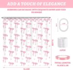 Bow Shower Curtain, Coquette Handcrafted Bow Tie Bath Curtains for Master Bathroom Modern Aesthetic Cloth Shower Curtain Set with Hooks 72 x 72 Inch - Image 6