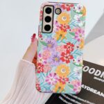 J.west for Galaxy S22 Case 6.1 inch Slim Dual-Layer Protective Design Phone Cases Vintage Floral Print Hybrid Shockproof Bumper Anti-Scratch Cover for Girls Women Pink Spring - Image 9