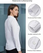 Beninos Womens Dress Shirts Long Sleeve Button Down Shirt Work Wear - Image 7