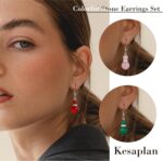 Kesaplan Dangle Earrings for Women Trendy Crystal Lightweight Colorful Gemstone Earrings Drop Healing Stone Beaded Earring Jewelry Gifts for Women Mother’s Day Christmas Birthday Party - Image 3