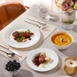 KINGSTONE Bone China Dinnerware Set, 12-Piece White Lightweight Porcelain with Textured Design Service for 4, Plates, Bowls, for Family Dining, Restaurants, Gifting, Microwave and Dishwasher Safe - Image 8