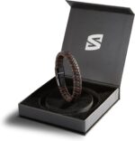 SERASAR | Premium Bracelet for Men in Genuine Black & Brown Leather | Magnetic Stainless Steel Clasp | Jewelry Box Included | Great Gift Idea - Image 3