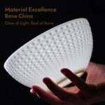 KINGSTONE Bone China Dinnerware Set, 12-Piece White Lightweight Porcelain for 4, Plates and Bowls with Rhombus patterned edge design, Microwave and Dishwasher Safe, for Family, Restaurant, Gifting - Image 7