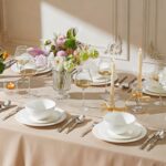 KINGSTONE Bone China Dinnerware Set, 12-Piece White Lightweight Porcelain for 4, Plates and Bowls with Rhombus patterned edge design, Microwave and Dishwasher Safe, for Family, Restaurant, Gifting - Image 10