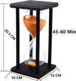 Lodunsyr Sandglass 60 Minutes Timer Hourglass for Ornament Decoration Restaurant Living Room Home Closet Office Desk Bedroom Party Festival Christmas Wooden Frame Sand Timer Clock Orange - Image 3