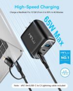 MINLU 65W USB C Charger Block,GaN 3-Port Compact Fast PPS Type C Wall Charger with 6Ft 100W 2 in 1 USB-C/L Cable,Fast Charging for MacBook Pro/Air,iPad,iPhone 17/16/15 and More Series,Galaxy S24 UItra - Image 3