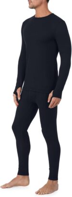Cuddl Duds Mens Heavyweight Cold Weather Fleece Lined Thermal Set – Long Sleeve Shirt & Leggings – Lounge Sets for Men - Image 5