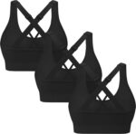 3-Pack Criss-Cross Strappy Sports Bras for Women - Padded High Impact Seamless Yoga Exercise Athletic Bra - Image 2
