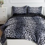 A Nice Night Leopard Printed，Silver Grey Satin Silky Soft Quilt Sexy Luxury Super Soft Microfiber Comforter Quilt Bedding Comforter Set Full/Queen, Light Weighted (Silver, Queen(88-by-88-inches)) - Image 2