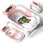 AVIDOR Baby Bathtub,Collapsible Bathtub for Newborn to Toddler,Durable Essential Infant Bath Tub,Portable Travel Baby Tub with Soft Cushion,No-Slip Hanging and Detachable(Pink) - Image 2