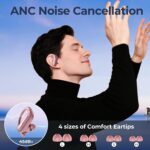 Active Noise Cancelling Wireless Earbuds Bluetooth Headphones 90 Hrs Playtime Ear Buds with Hi-Res Stereo Deep Bass Power Display Earphones with Earhooks Waterproof Transparency Headset for Sports/Gym - Image 2