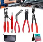 Automotive Electrical Disconnect Pliers Kit 5pc Fuel Line Tool Set Hose Clamp 60° Angled Connector Separator Trim Clip Removal Tools Plug Release & Wire Terminal Remover for Auto Repair - Image 2