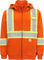 BOCOMAL FR Hoodies High Visibility 14oz Fleece Heavyweight Hi-vis Jackets Flame Resistant Reflective Hooded Sweatshirts - Image 2