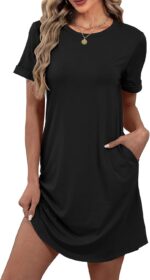 Bluetime Womens T Shirt Dresses Casual 2026 Summer Short Sleeve Loose Vacation Dress with Pockets - Image 2