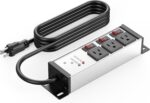 CCCEI 3 Outlet Heavy Duty Surge Protector Power Strip 20 Amp Individual Switches. 12 Gauge Extension Cord, Overload, Ground Protection. Garage Wall Mount Electric Extender, 6FT, Silver. - Image 2