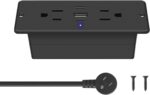 CCCEI Recessed Power Strip with Outlet and USB C Ports, Furniture Flush Mount Power Strip, Small Desk Hidden Outlet for Conference Table, Nightstand, Black, 6FT. - Image 2