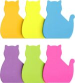 Cat Shape Sticky Notes 6 Color Bright Colorful Sticky Pad 75 Sheets/Pad Self-Sticky Note Pads (6 Pads) - Image 2