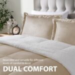 Cathay Home Bedding Sets: Ultra Soft and Plush Reversible Micromink and Sherpa 3-Piece Comforter Set, Camel, King (102" x 90") - Image 2