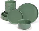 Ceramic Dinnerware Set, 12-Piece Service for 4, Round, Microwave and Dishwasher Safe, Cambridge Classics (Dusty Jade) - Image 2