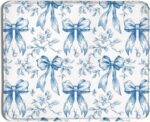 Coquette Navy Blue Bow Floral Mouse Pad 9.5x7.9 Inch, Preppy Girly Blue Bow Flower Aesthetic Mouse Pads for Wireless Mouse Computers Laptop Desk Accessories, Preppy Girly Office Supplies - Image 2