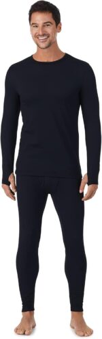 Cuddl Duds Mens Heavyweight Cold Weather Fleece Lined Thermal Set – Long Sleeve Shirt & Leggings – Lounge Sets for Men - Image 2