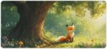 Cute Fox Mouse Pad, Large Extended Desk Mat 40×90cm (16''×36'')， Forest Animal Gaming Mousepad with Non-Slip Rubber Base, Stitched Edges, Water-Resistant for Office Home - Image 2