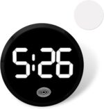 Digital Dashboard Car Clock, Alloy Touch Activated Round Digital Display Clock, Self-Adhesive LED Illuminated Time Display Interior Decoration, Universal for Vehicles, Desks (White) - Image 2