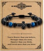 Easter Basket Stuffers Gift, Baseball/Basketball/Football/Soccer Cross Bracelet for Boys Tiger Eye Beads Sports Birthday Baptism Easter Gifts for Boy Son Grandson Players Team Fan - Image 2