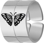 Eilygen Couple Gifts Pinky Promise Ring Set Adjustable Matching 2 Rings Anniversary Jewelry for Couple Best Friend Birthday Gifts - Image 2