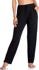 Envlon Women's Yoga Pants with Pockets Comfy Stretch Loose Wide Leg Casual Pants Breathable Running Workout Lounge Pants - Image 2