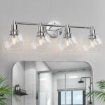 Espird 4 Lights Bathroom Vanity Light Fixtures Chrome, Bathroom Lights Over Mirror, Industrial and Farmhouse 4 Lights Wall Sconce, Polished Chrome Globe Vanity Lighting Fixtures - Image 2