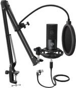 FIFINE Studio Condenser USB Microphone Computer PC Microphone Kit with Adjustable Boom Arm Stand Shock Mount for Instruments Voice Overs Recording Podcasting YouTube Vocal Gaming Streaming-T669 - Image 2