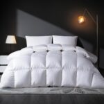 Feather Down Comforter Queen Size Duvet Insert, Light Weight True Baffle-Box Noiseless Bedding Comforters, Soft Hotel Collection Bed Comforter, Medium Warmth - White, 90 X 90 in. - Image 2