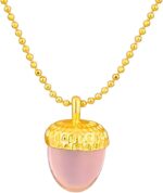 Gempires 14K Gold Plated Gemstone Acorn Pendant Vintage Oak-Inspired Necklace with Hammered Finish Cap and Elegant Satellite Chain Unique Jewelry Gifts - Image 2